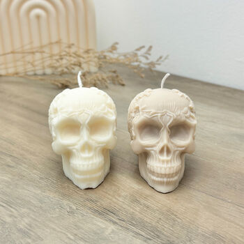 Floral Skull Candle Gothic Halloween Decor Autumn Gift, 6 of 10