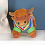 Highland Cow Rattle And Personalised Gift Bag, thumbnail 1 of 4
