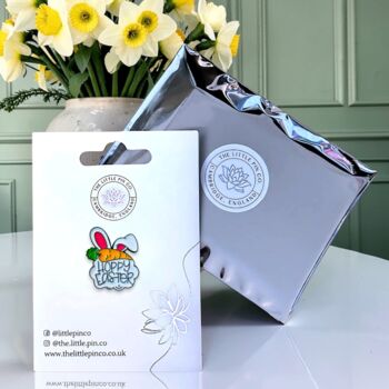 Hoppy Easter Rabbit With Carrot Enamel Pin, 2 of 8