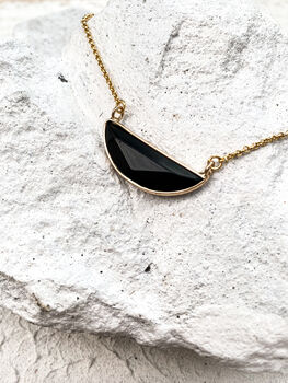 Jade Semi Circle Necklace Real 18k Gold Plated Gift, 7 of 8