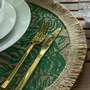 Set Of Four Green Leaf Hessian Placemats, thumbnail 1 of 3