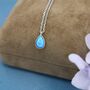 Blue Opal Droplet Pendant Necklace In Sterling Silver, thumbnail 5 of 11