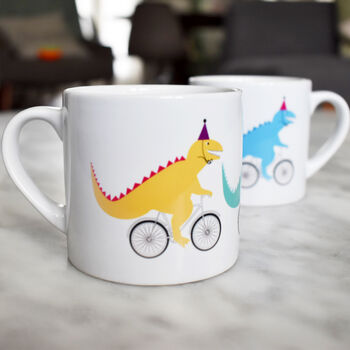Cycling Dinosaur Children's Ceramic Mug, 4 of 8
