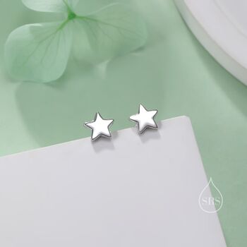 Tiny Star Internally Threaded Flat Back Earrings In Sterling Silver, 2 of 11