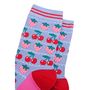 Women's Strawberry And Cherries Fruit Bamboo Socks Blue, thumbnail 3 of 4