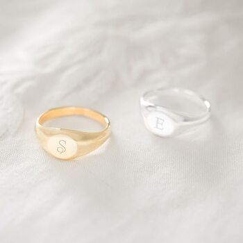 Sterling Silver Personalised Initial Small Signet Ring, 2 of 7