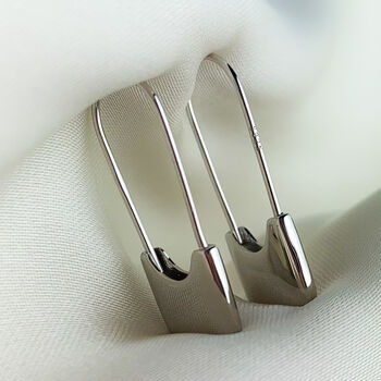 Sterling Silver Simple Safety Pin Earrings, 5 of 8