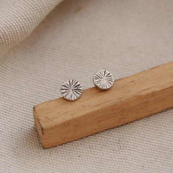 Mini Sunburst Stud Earrings In Silver Or Gold, 5 of 6