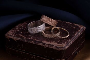 Bark Textured Solid Gold Wedding Rings 5mm+, 2 of 7