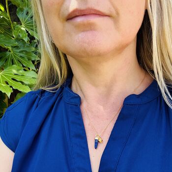 The En Pointe Lapis Lazuli Gemstone Necklace, Gold, 5 of 12