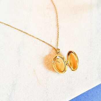 Celestial Moon And Star Oval Locket Necklace, 2 of 2