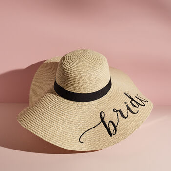 Bride Wide Brim Straw Sun Hat, 5 of 5