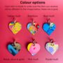 Personalised Colourful Marbled Leather Heart Keyring, thumbnail 2 of 9