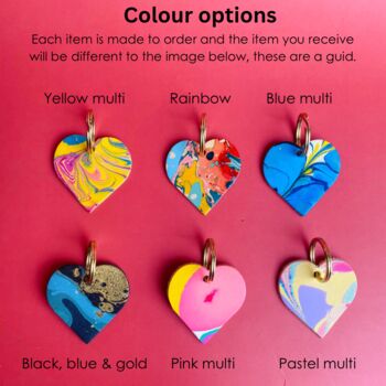 Personalised Colourful Marbled Leather Heart Keyring, 2 of 9