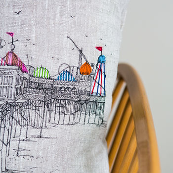 The Pier Printed Stitch Cushion Cover, 4 of 4