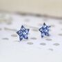 Sterling Silver Twinkling Blue Cz Star Stud Earrings, thumbnail 2 of 8
