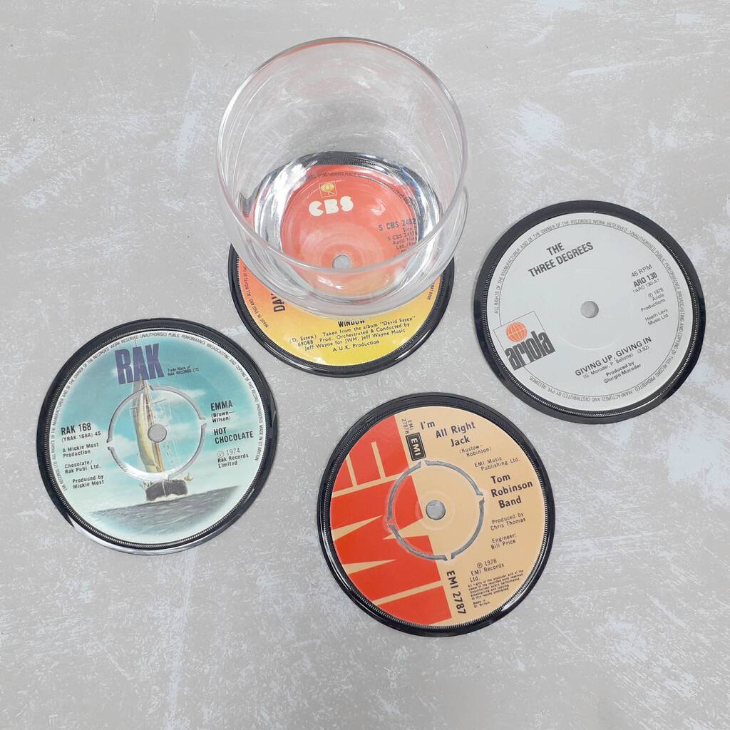 Set Of Four Real Vintage Record Coasters, 1 of 7