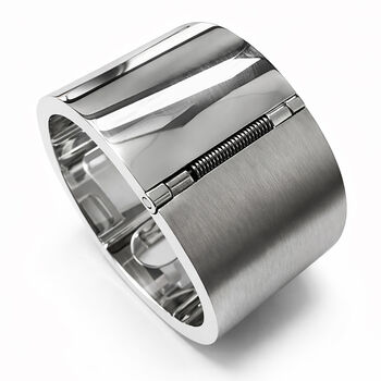 Chunky Large Sterling Silver Art Deco Hinged Bangle, 6 of 10