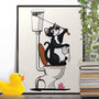 Cat Flushing Toilet, Funny Bathroom Poster, thumbnail 1 of 6