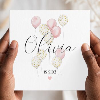 Balloon Birthday Card For Her Or Him, Pink Or Blue Balloons Birthday Card, 2 of 3