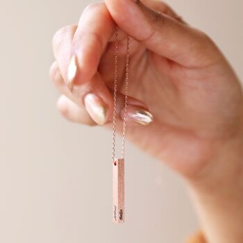Personalised Bar Pendant Necklace In Rose Gold Plating, 6 of 9