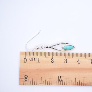 Sterling Silver Turquoise Long Drop Fish Hook Earrings, 4 of 6