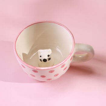 G Decor Handmade And Hand Painted Peekaboo Cats Polka Dot Mug Collection, 8 of 8