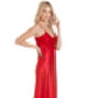 British Made Red Long Satin Nightdress With Deep Lace Detail Ladies Size 8 To 28 UK, thumbnail 4 of 5