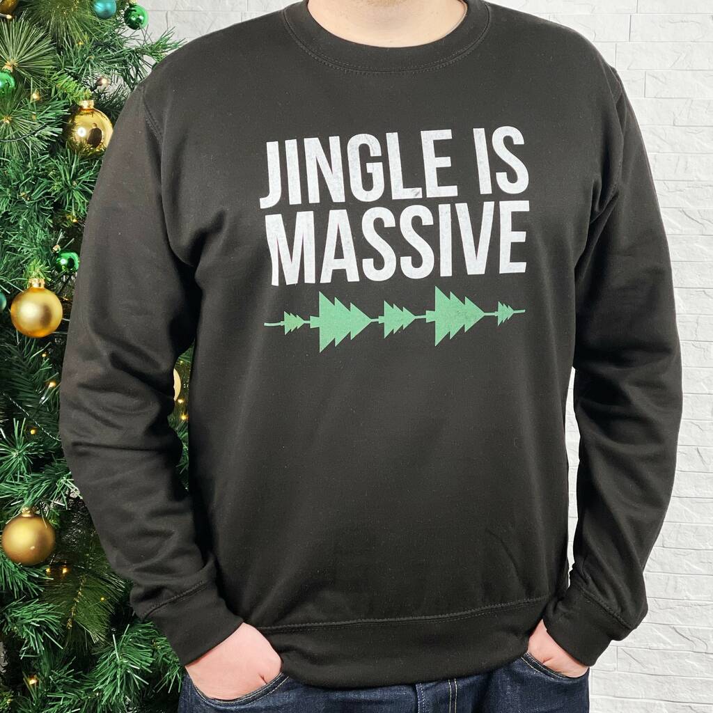Jingle Is Massive Men's Christmas Jumper, 1 of 2