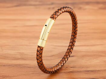 Braided Leather Plaited Bracelet Black Or Brown, 6 of 12