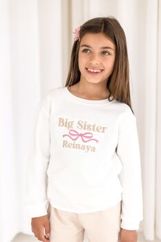 'Big Sister/Little Sister' Embroidered Bow Detail Sweatshirt, 7 of 10