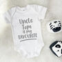 My Uncle Is My Favourite Personalised Babygrow, thumbnail 5 of 10