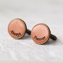 Personalised Curve Engraved Real Leather Cufflinks, thumbnail 1 of 12