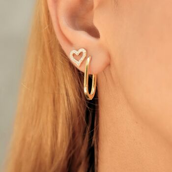 Heart Sterling Silver Stud Earrings, 2 of 7