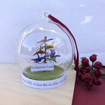 Personalised Origami Family Tree Glass Bauble, 4 of 5
