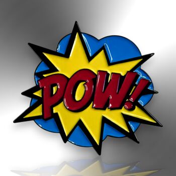 Cartoon Comic Superhero Pow Onomatopoeia Enamel Pin, Gifts For Kids, 3 of 8