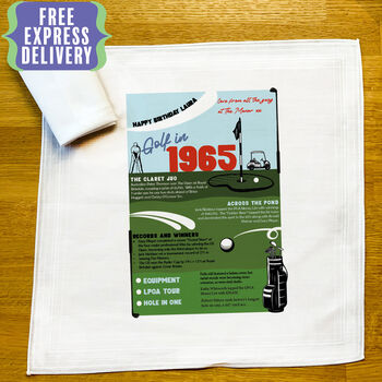 Birthday Gift For Golfer Personalised Birth Year Handkerchief Pair, 4 of 5