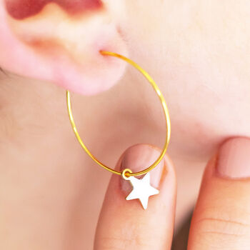 Enamel Star Gold Plated Hoop Earrings, 4 of 7