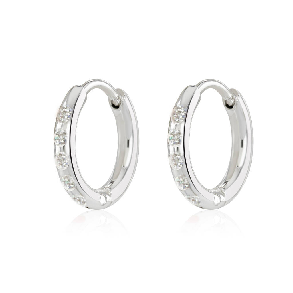 Silver Huggies With Sparkly Enamel, 1 of 3