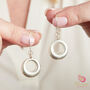 Matt Solid Silver Circle Hoop Drop Earrings, thumbnail 1 of 9