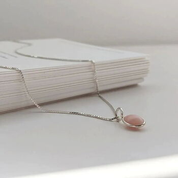 Pink Opal Oval Gemstone Necklace, 2 of 11