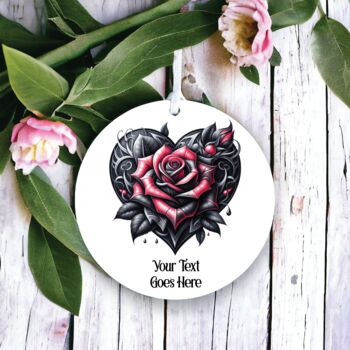 Personalised Gothic Heart Rose Love Decoration, 2 of 2