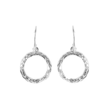 Hammered Circle Drop Earrings, 2 of 6