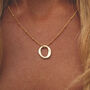 Organic Personalised Initial Hoop Necklace In Silver Or Gold, thumbnail 3 of 8