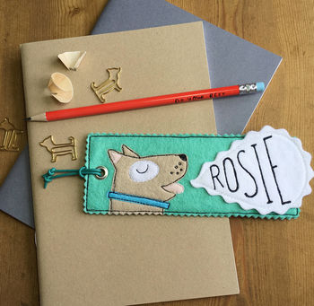 Personalised Happy Dog Name Bookmark For Children, 4 of 8