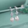 Sterling Silver Cz And Genuine Freshwater Pearl Drop Earrings, thumbnail 1 of 11