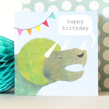 Triceratops Dinosaur Birthday Card, 2 of 5