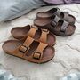 Leather Sandals With Memory Foam Insole In Honey, thumbnail 7 of 8