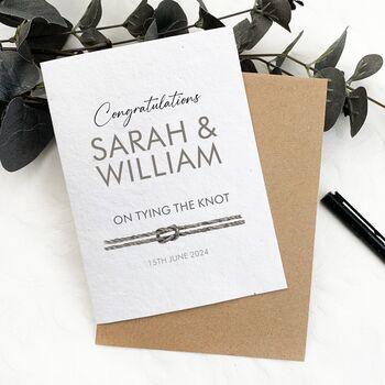 Personalised Wedding Day Congratulations Card, Tied The Knot, 2 of 3