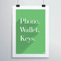 Phone, Wallet, Keys Print, thumbnail 10 of 12